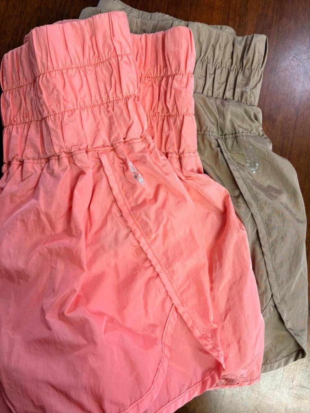 Free People Coral and Taupe Smocked Waist Skorts